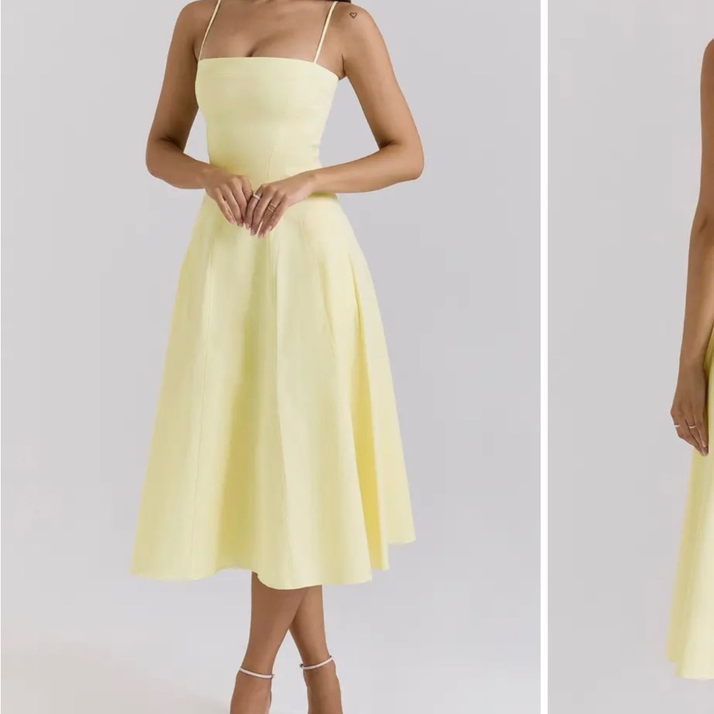 House of CB Light Yellow Midi Dress